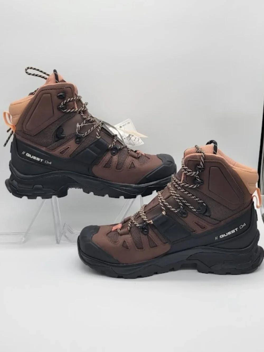 SALOMON Quest 4 GTX Women’s 8.5 Hiking Backpacking Boots Brown Black Gore-Tex